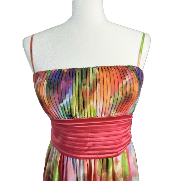 Eliza J Maxi Dress Watercolor Fairycore, Romantic, Boho Glam, Forest Fairy Sz 6 - Picture 2 of 9